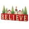 Glitzhome® 14" Christmas Believe House & Brush Trees Table Décor
